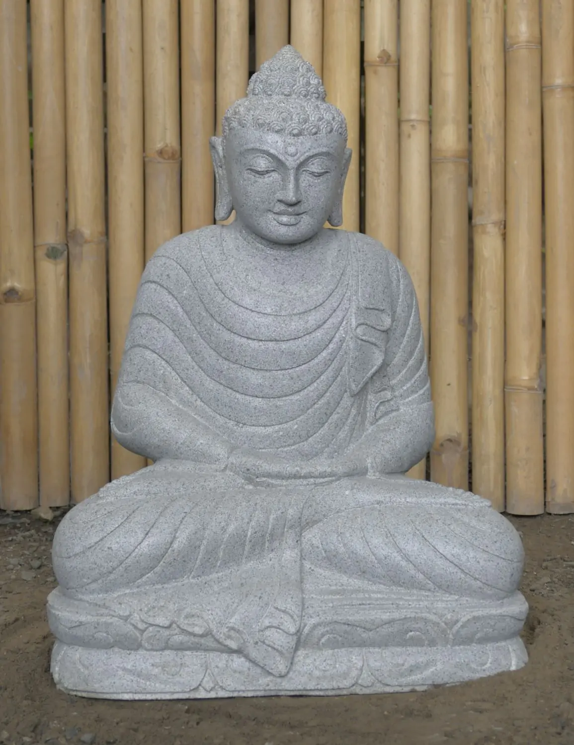  Product image 1 of the product “Seated Buddha made of Riverstone in Dhyana position - gesture of meditation, H.62 cm, natural. ”